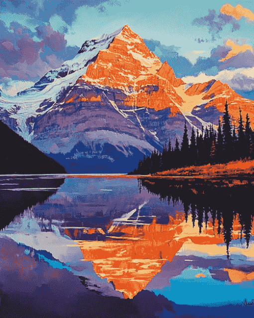 Mount Robson Sunset Scene Diamond Painting