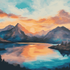 Mountain Sunset Scenery Diamond Painting