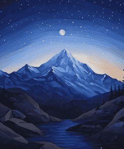 Mountains Under Moonlight Diamond Painting