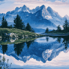 Mountains and Lakes Reflection Diamond Painting