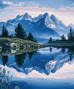 Mountains and Lakes Reflection Diamond Painting