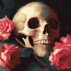 Mourning Skull and Roses Diamond Painting