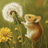 Mouse and Dandelion Diamond Painting