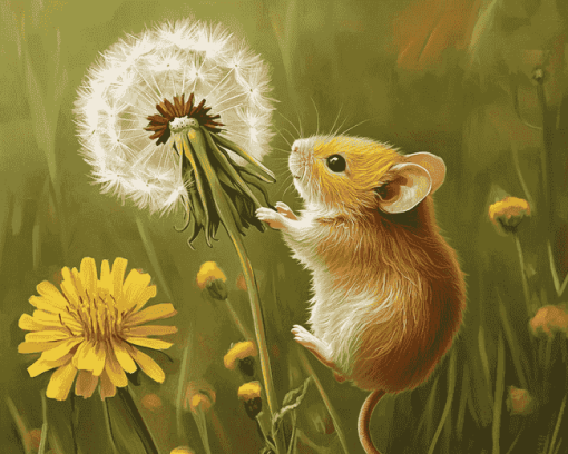 Mouse and Dandelion Diamond Painting