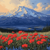 Mt St Helens Red Poppies View Diamond Painting