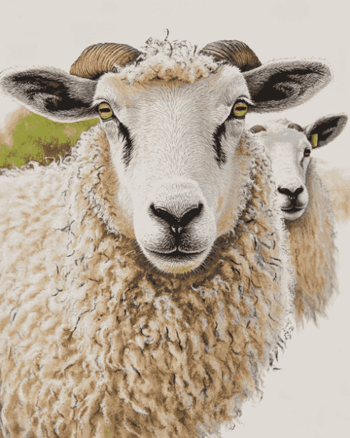 Mule Sheep Animals Diamond Painting