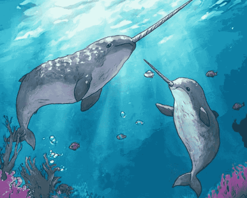 Narwhal and Sea Friends Underwater Diamond Painting