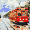 New Orleans Red Tram Diamond Painting