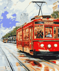 New Orleans Red Tram Diamond Painting