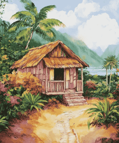 Nipa Hut Scenic Landscape Diamond Painting