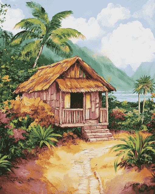 Nipa Hut Scenic Landscape Diamond Painting