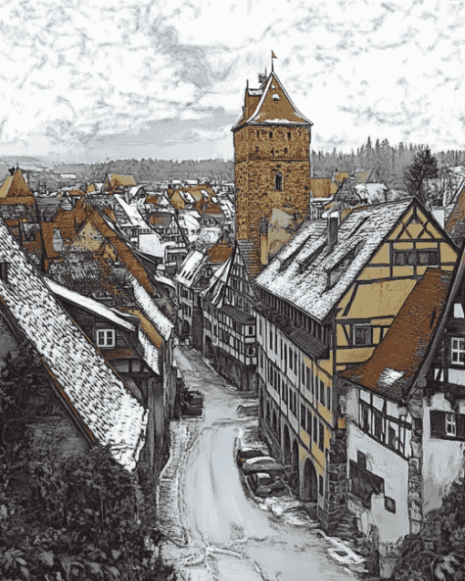 Nordlingen Germany Cityscape Diamond Painting