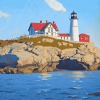 Nubble Lighthouse Scenic View Diamond Painting