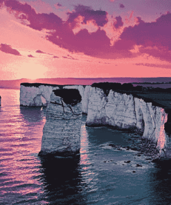 Old Harry Rocks Sunset in Dorset Diamond Painting