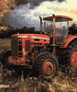 Old Tractor Scene Diamond Painting