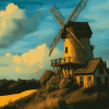 Old Windmill Landscape Diamond Painting