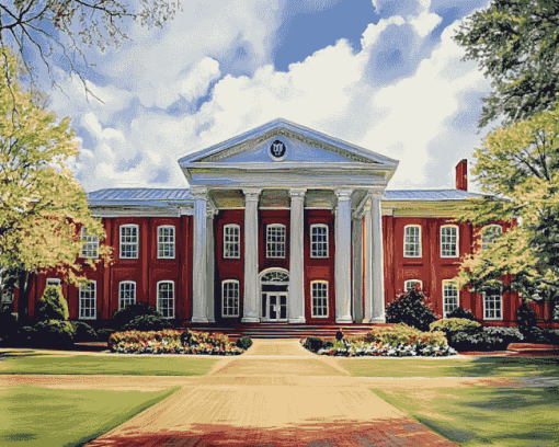 Ole Miss University Building Diamond Painting