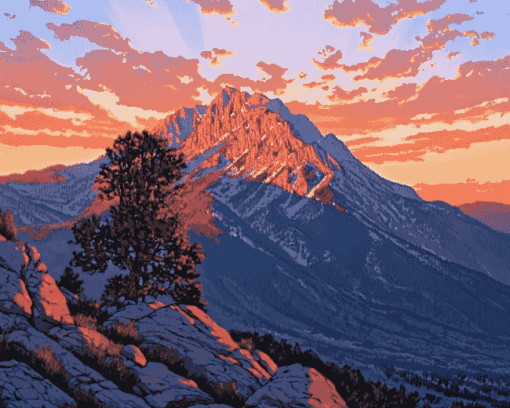 Olympus Mountain Sunset Diamond Painting