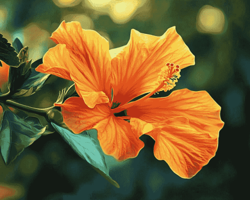 Orange Blossom Hibiscus Diamond Painting