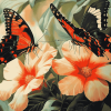 Orange Butterflies and Blossoms Diamond Painting