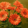 Orange Gerberas Blossoms Diamond Painting