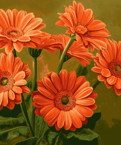 Orange Gerberas Blossoms Diamond Painting