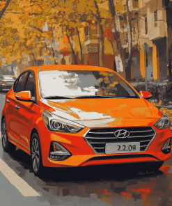 Orange Hyundai Engine Diamond Painting