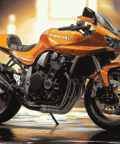 Orange Kawasaki Bike Diamond Painting