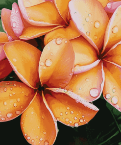 Orange Plumeria Blossoms Diamond Painting