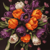 Orange and Purple Tulips Bouquet Diamond Painting