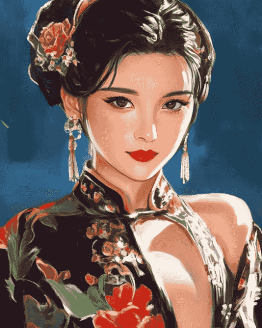 Oriental Lady Women Diamond Painting