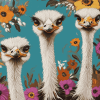 Ostrich Trio Bird Diamond Painting