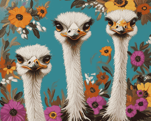 Ostrich Trio Bird Diamond Painting