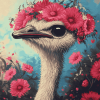 Ostrich and Flora Diamond Painting