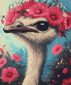 Ostrich and Flora Diamond Painting