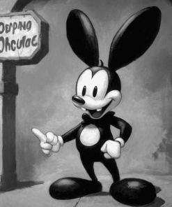 Oswald The Lucky Rabbit Monochrome Diamond Painting