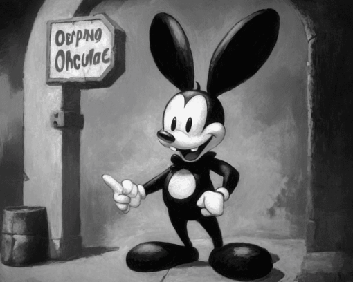 Oswald The Lucky Rabbit Monochrome Diamond Painting