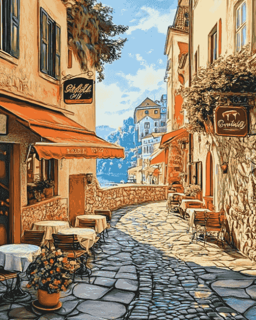 Outdoor Cafe Streets Diamond Painting