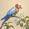 Pale Headed Rosella and Flowers Diamond Painting