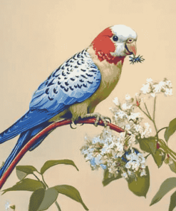 Pale Headed Rosella and Flowers Diamond Painting