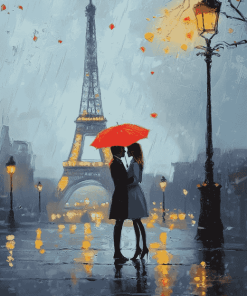 Paris Romance in the Rain Diamond Painting