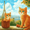 Parisian Orange Cats Diamond Painting