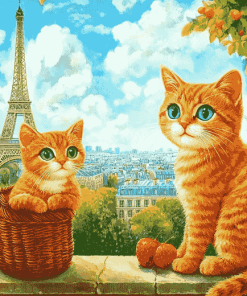 Parisian Orange Cats Diamond Painting