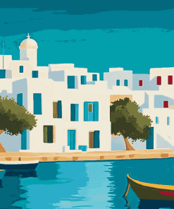 Paros Greece Cityscape Diamond Painting