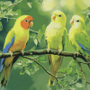 Parrotlet Birds on Tree Branch Diamond Painting