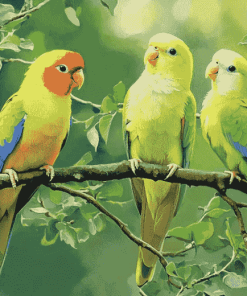 Parrotlet Birds on Tree Branch Diamond Painting