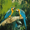 Parrots in Tropical Green Diamond Painting