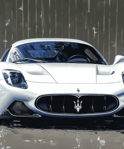 Pearl White Maserati MC20 Diamond Painting