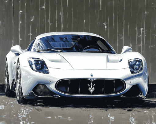 Pearl White Maserati MC20 Diamond Painting