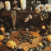 Pentacle with Flowers on Wiccan Altar Diamond Painting